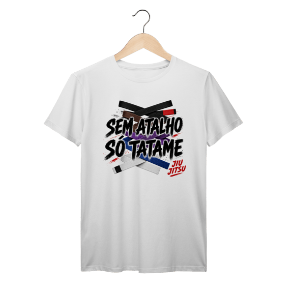 Camiseta Jiu Jitsu Algodão Sem Atalho Só Tatame Faixas Coloridas