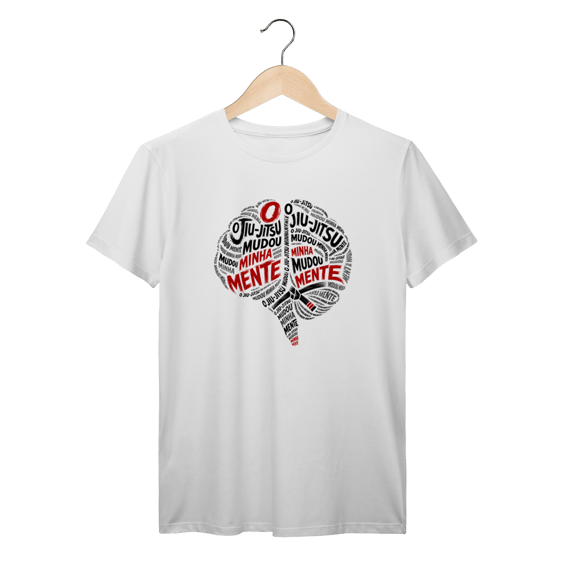 Camiseta Jiu Jitsu Algodão Mudou Minha Mente Tipografia Cérebro