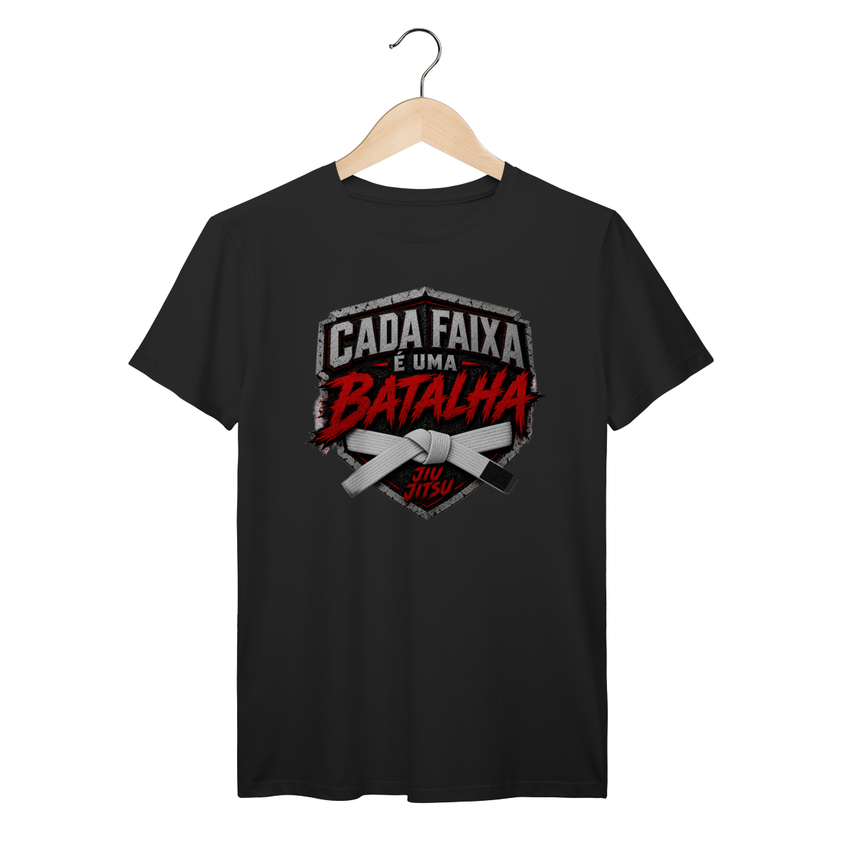 Nome do produto: Camiseta Jiu Jitsu Algodão Cada Faixa é Uma Batalha Faixa Branca