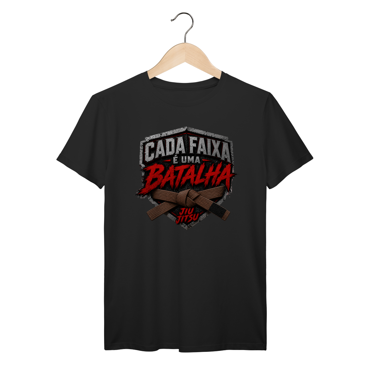 Nome do produto: Camiseta Jiu Jitsu Algodão Cada Faixa é Uma Batalha Faixa Marrom