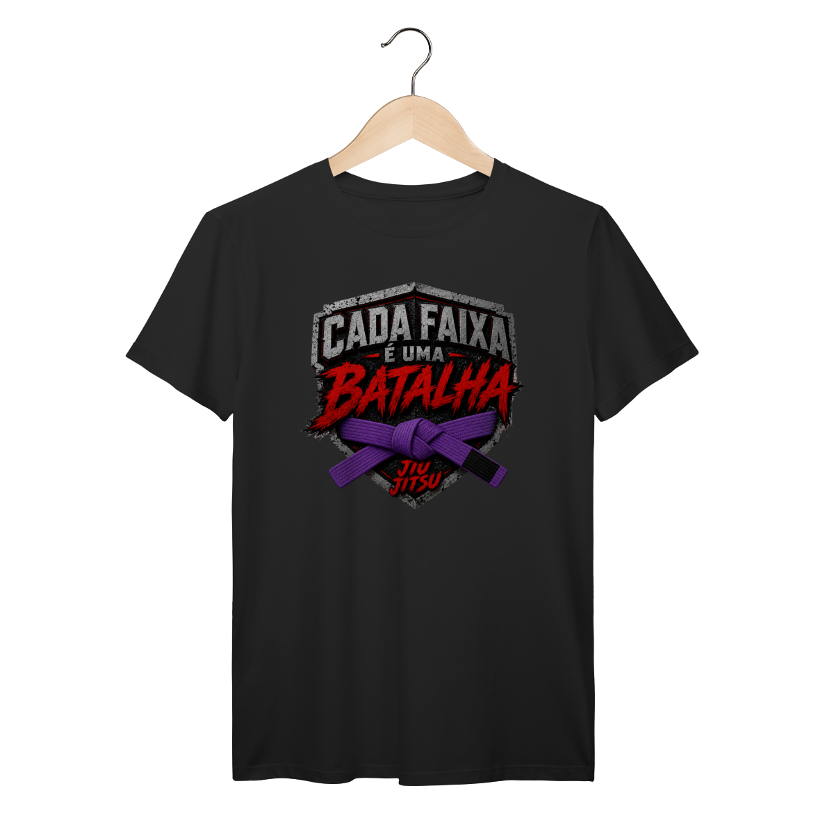 Nome do produto: Camiseta Jiu Jitsu Algodão Cada Faixa é Uma Batalha Faixa Roxa
