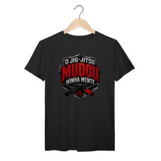 Camiseta Jiu Jitsu Algodão Mudou Minha Mente Brasão Faixa Preta
