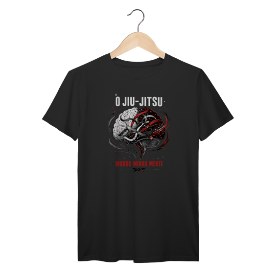 Camiseta Jiu Jitsu Algodão Mudou Minha Mente Cérebro Arte Suave