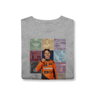 Nome do produtoCamiseta Oscar Piastri The Eras | Talento precoce, frieza lendária