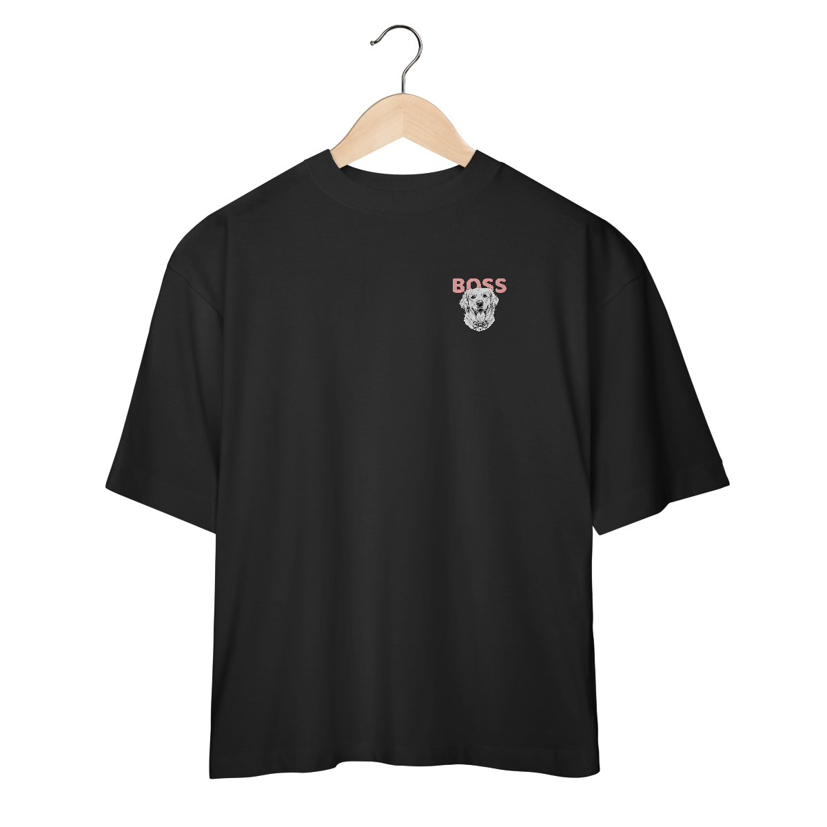 Nome do produto: Camisa Oversized Golden Boss – Golden Retriever Estiloso
