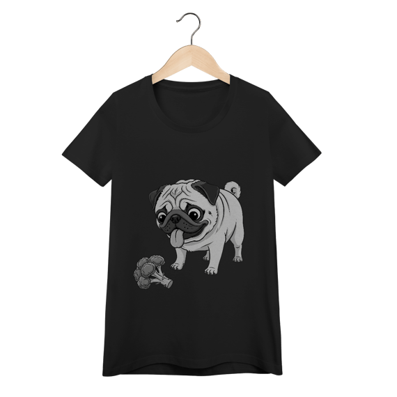 Baby Look Pug & Brócolis – Camiseta Feminina Pet Lover Divertida