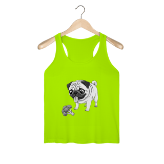 Nome do produto Regata Fem Dry UV Pug & Brócolis – Esportiva, Divertida e Pet Lover
