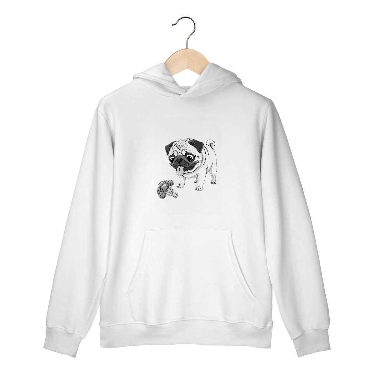 Nome do produto: Moletom Prime Canguru Pug & Brócolis – Estampa Divertida e Conforto Premium