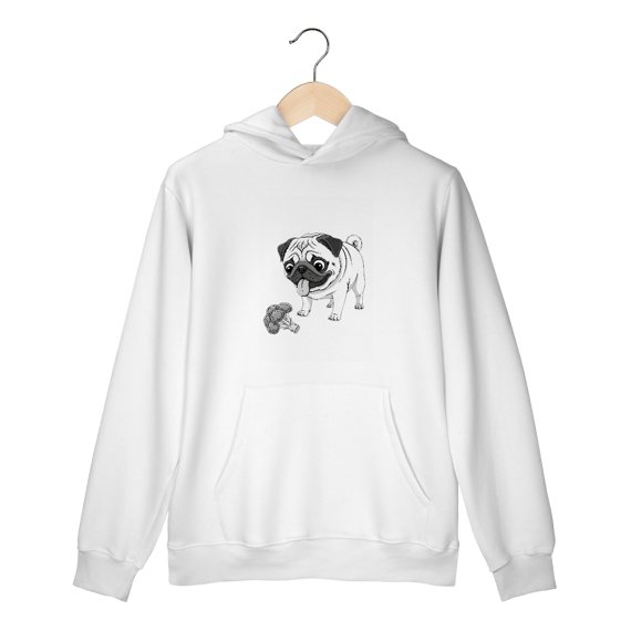 Moletom Prime Canguru Pug & Brócolis – Estampa Divertida e Conforto Premium