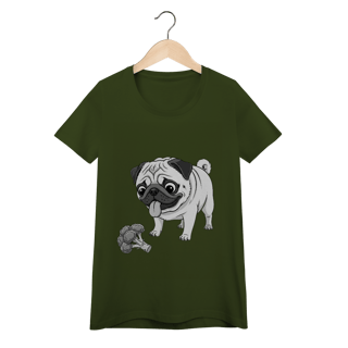 Nome do produto Baby Look Pug & Brócolis – Camiseta Feminina Pet Lover Divertida