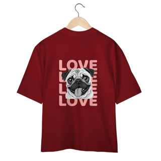 Nome do produto Camisa Oversized Pug Love – Camiseta Pet Lover com Estampa Fofa