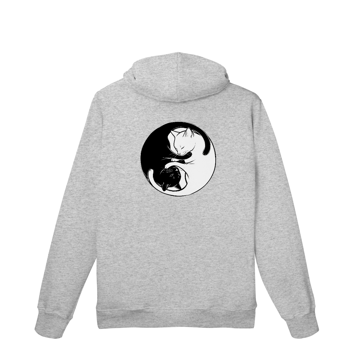 Nome do produto: Moletom Canguru Gato Yin Yang | Preto e Branco Equilíbrio Felino
