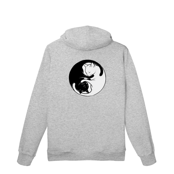 Moletom Canguru Gato Yin Yang | Preto e Branco Equilíbrio Felino