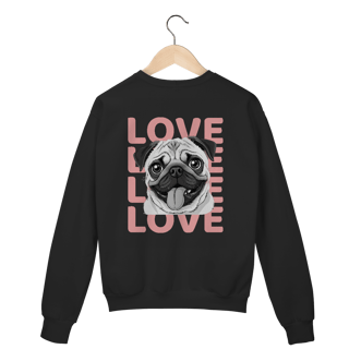 Nome do produto Moletom Fechado Pug Love – Estampa Fofa de Cachorro (Sem Bolso)