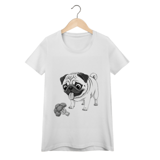 Nome do produto Baby Look Pug & Brócolis – Camiseta Feminina Pet Lover Divertida