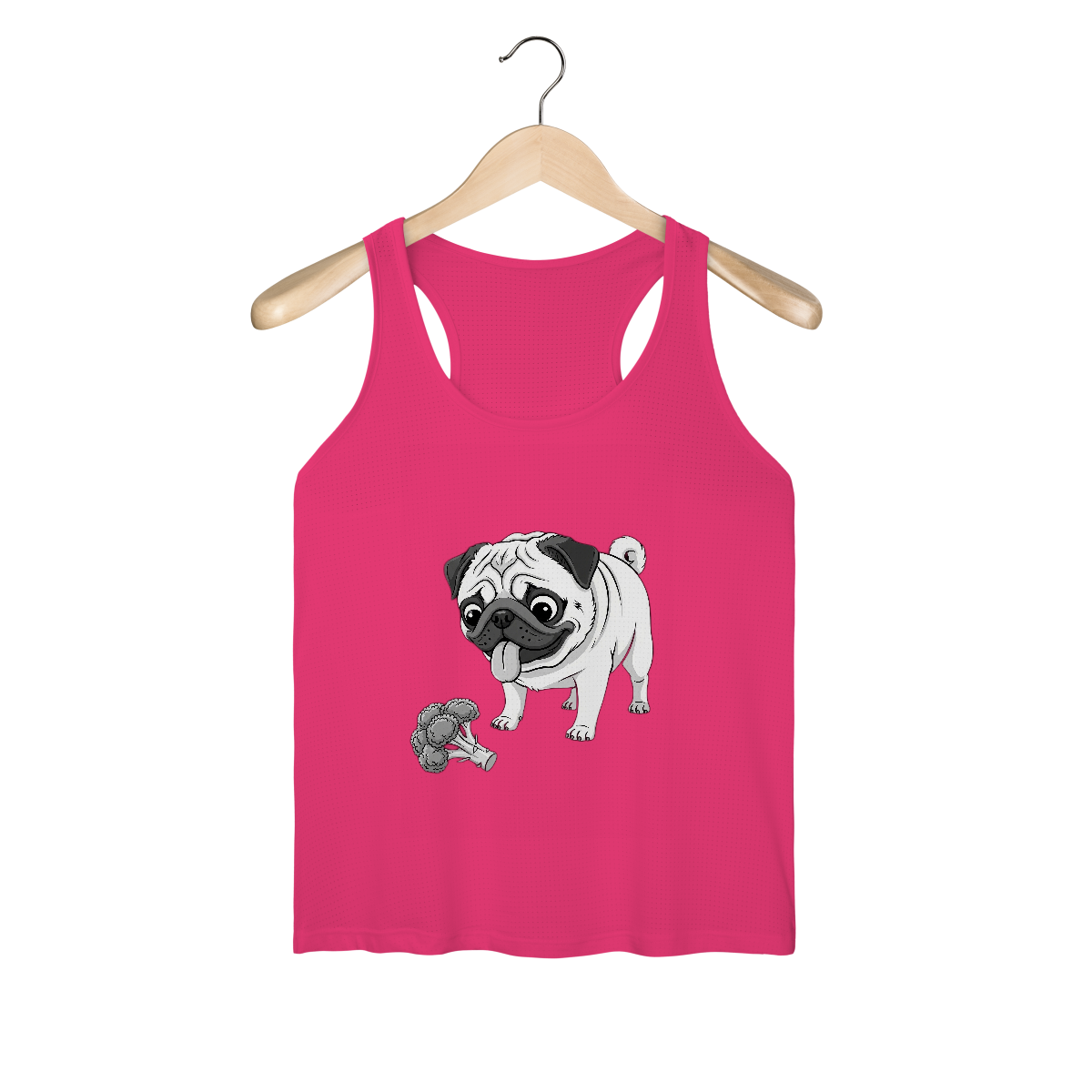 Nome do produto: Regata Fem Dry UV Pug & Brócolis – Esportiva, Divertida e Pet Lover