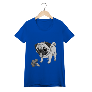 Nome do produto Baby Look Pug & Brócolis – Camiseta Feminina Pet Lover Divertida