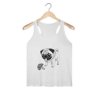 Nome do produto Regata Fem Dry UV Pug & Brócolis – Esportiva, Divertida e Pet Lover
