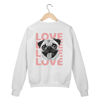 Nome do produto Moletom Fechado Pug Love – Estampa Fofa de Cachorro (Sem Bolso)