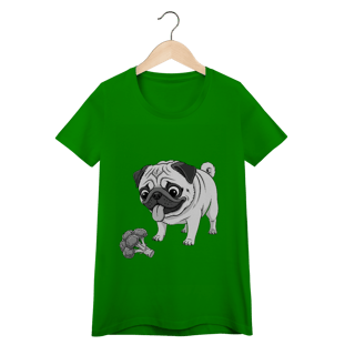 Nome do produto Baby Look Pug & Brócolis – Camiseta Feminina Pet Lover Divertida