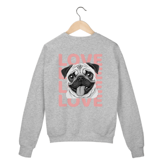 Nome do produto Moletom Fechado Pug Love – Estampa Fofa de Cachorro (Sem Bolso)