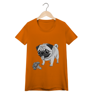 Nome do produto Baby Look Pug & Brócolis – Camiseta Feminina Pet Lover Divertida