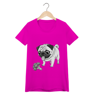 Nome do produto Baby Look Pug & Brócolis – Camiseta Feminina Pet Lover Divertida
