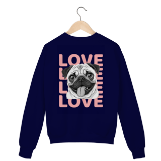 Nome do produto Moletom Fechado Pug Love – Estampa Fofa de Cachorro (Sem Bolso)