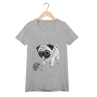 Nome do produto Baby Look Pug & Brócolis – Camiseta Feminina Pet Lover Divertida