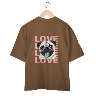 Nome do produto Camisa Oversized Pug Love – Camiseta Pet Lover com Estampa Fofa