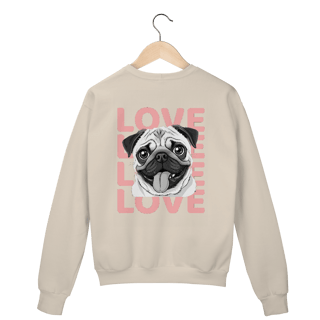 Nome do produto Moletom Fechado Pug Love – Estampa Fofa de Cachorro (Sem Bolso)