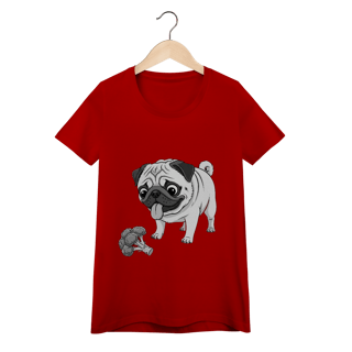 Nome do produto Baby Look Pug & Brócolis – Camiseta Feminina Pet Lover Divertida