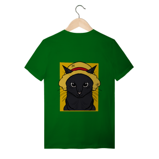 Nome do produtoCamiseta Gato Chapéu de Palha: A Aventura Felina Começa!