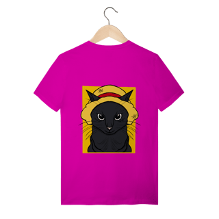 Nome do produtoCamiseta Gato Chapéu de Palha: A Aventura Felina Começa!