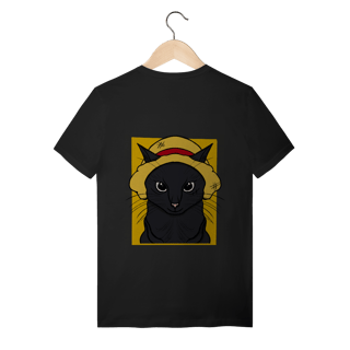 Nome do produtoCamiseta Gato Chapéu de Palha: A Aventura Felina Começa!