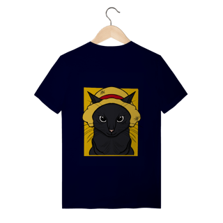 Nome do produtoCamiseta Gato Chapéu de Palha: A Aventura Felina Começa!