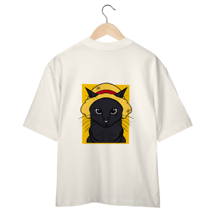 Nome do produtoCamiseta Oversized Gato Chapéu de Palha: A Aventura Felina Começa!
