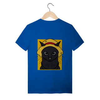 Nome do produtoCamiseta Gato Chapéu de Palha: A Aventura Felina Começa!