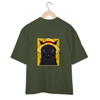 Nome do produtoCamiseta Oversized Gato Chapéu de Palha: A Aventura Felina Começa!
