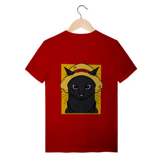 Nome do produtoCamiseta Gato Chapéu de Palha: A Aventura Felina Começa!