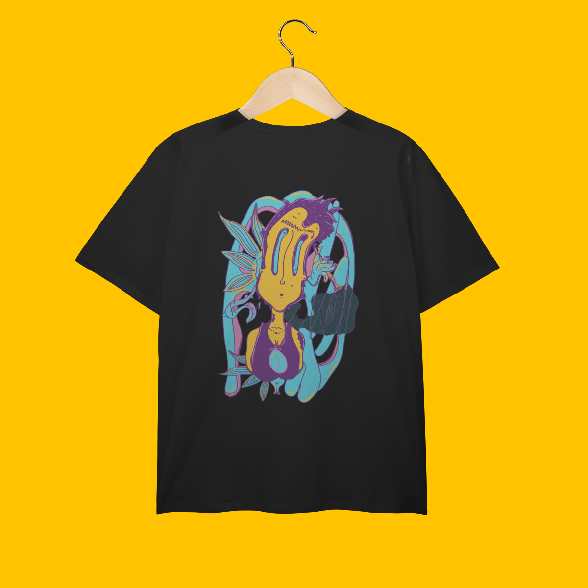 Nome do produto: T Shirt Plus Size - Frida Frita - Amarelo