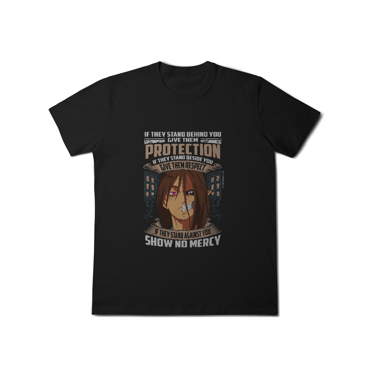 Nome do produto: Camisa T-Shirt Classic Eren & Titan – Dualidade, Fúria e Liberdade 