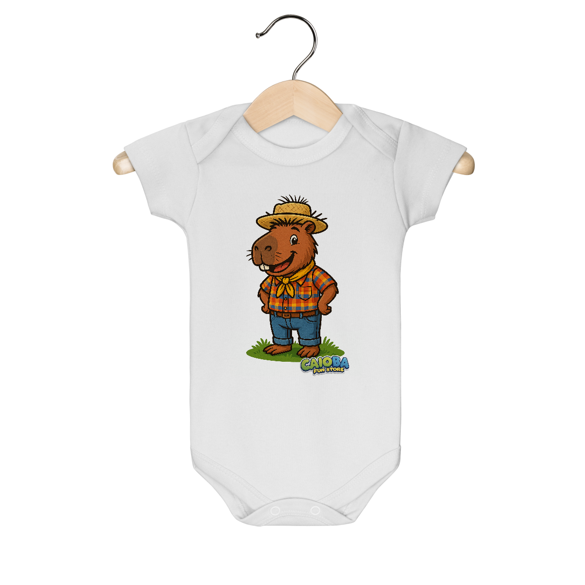 Nome do produto: Body Infantil Capivara Caipira menino