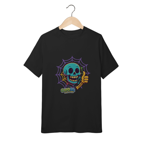 Camiseta Juvenil Caveira Colorida Divertida