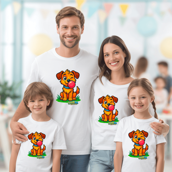 Camiseta Baby Long Adulto Feminina Cachorro – 100% Algodão | Coleção Reino Animal do Caioba