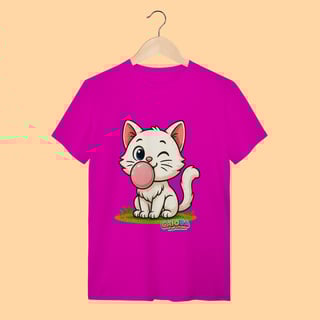 Nome do produto Camiseta T-shirt Adulto Unissex Gatinho Branco – 100% Algodão | Coleção Reino Animal do Caioba