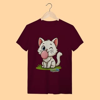 Nome do produto Camiseta T-shirt Adulto Unissex Gatinho Branco – 100% Algodão | Coleção Reino Animal do Caioba