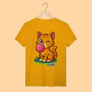 Nome do produto Camiseta T-shirt Unissex Gato Amarelo – 100% Algodão | Coleção Reino Animal do Caioba