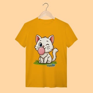 Nome do produto Camiseta T-shirt Adulto Unissex Gatinho Branco – 100% Algodão | Coleção Reino Animal do Caioba