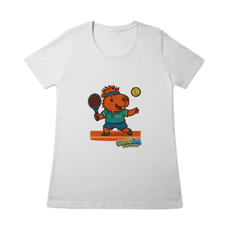 Nome do produto Camiseta Capivara Jogando Tênis - feminina